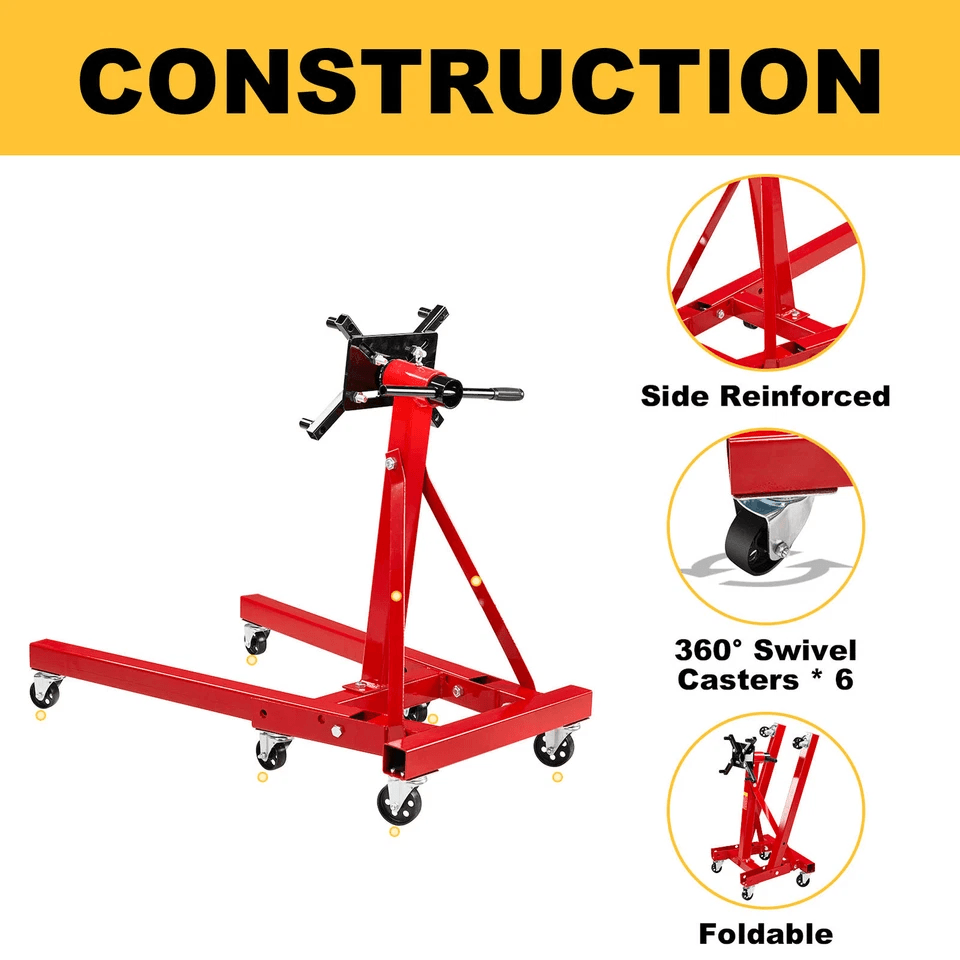 Heavy Duty Engine Motor Stand Hoist Folding Auto Shop Jack For Car Truck Garage  Engine Rebuilding 5