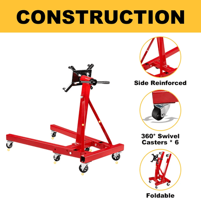 Heavy Duty Engine Motor Stand Hoist Folding Auto Shop Jack For Car Truck Garage  Engine Rebuilding 5