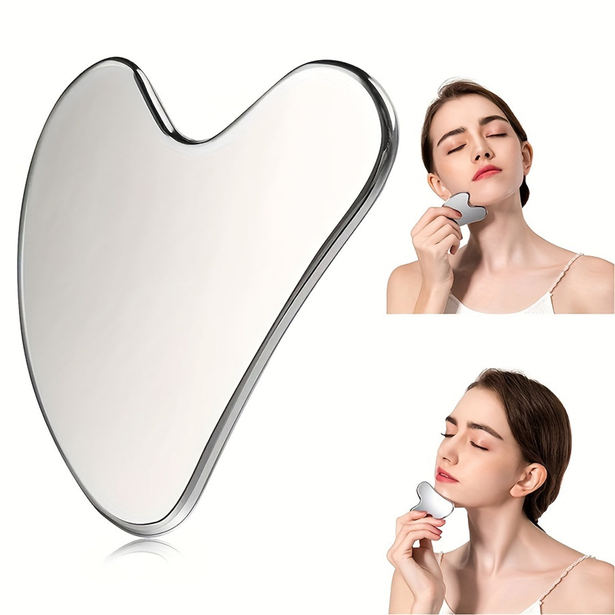 Metal Gua Sha Tool, Anti Aging Facial Sculpting Massager for Glowing Skin,Stainless Steel Skin Care Tool for Face & Neck