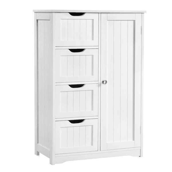 Freestanding Bathroom Floor Storage Organizer Cabinet With Cupboard Waterprof Wooden Unit For Bathr 3