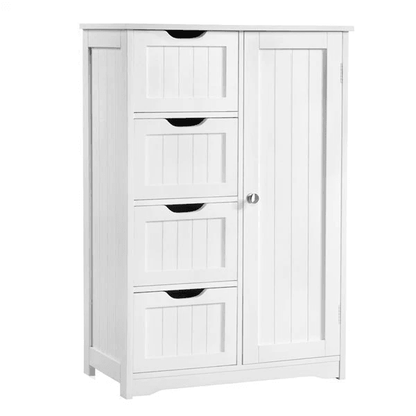 Freestanding Bathroom Floor Storage Organizer Cabinet With Cupboard Waterprof Wooden Unit For Bathr 3
