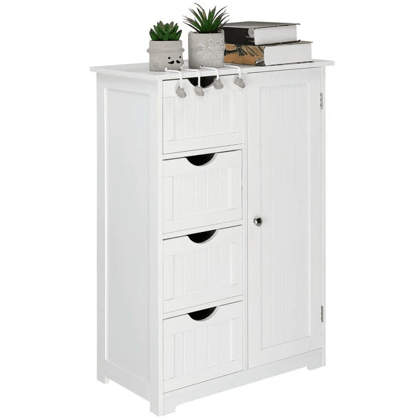 Freestanding Bathroom Floor Storage Organizer Cabinet With Cupboard Waterprof Wooden Unit For Bathr 7