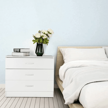 Bedroom Storage Dresser 3 Drawers With Cabinet White Wood Furniture For Kids Room Organizer 2