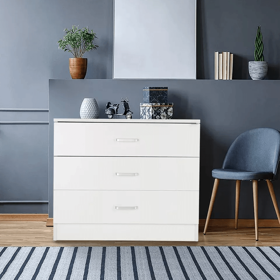 Bedroom Storage Dresser 3 Drawers With Cabinet White Wood Furniture For Kids Room Organizer 1
