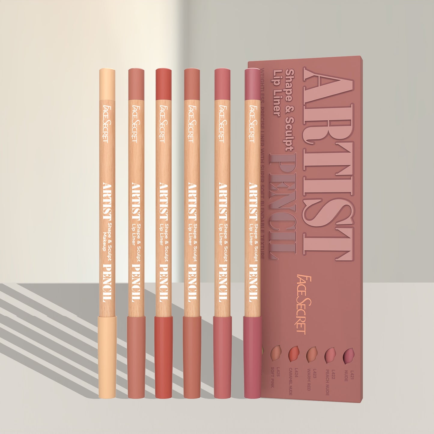 Face Secret Artist Shape Pencil Set Sculpted Lip Liner & Precise Weightless Liner for Super Soft Smooth Texture