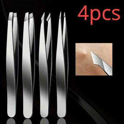 4 pcs for Effortless Eyebrow Hair Removal Professional Tweezers Set