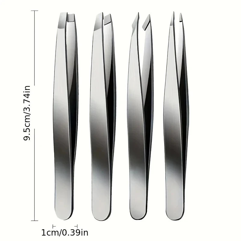 4 pcs for Effortless Eyebrow Hair Removal Professional Tweezers Set