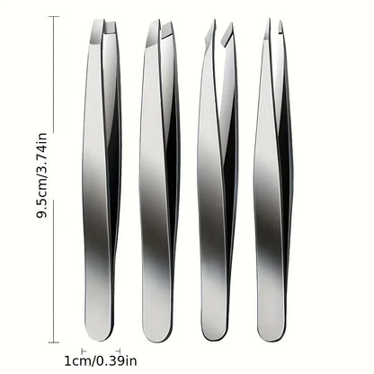 4 pcs for Effortless Eyebrow Hair Removal Professional Tweezers Set