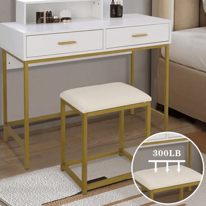 LED Vanity Set With Lighted Mirror Cushioned Stool Dressing Table Makeup Table 3