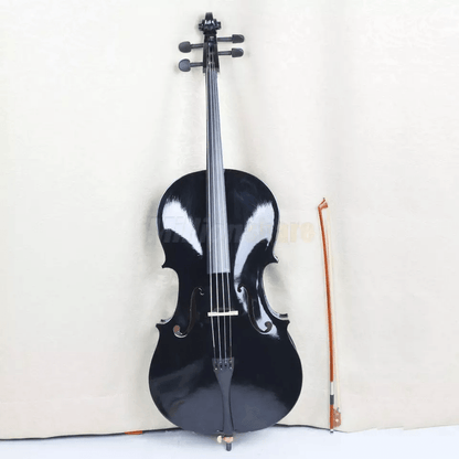 New Size Professional Basswood Black Color Cello Full Set, Includes Bag, Bow, Rosin & Bridge, Full Size for Beginners