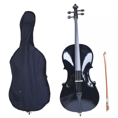 New Size Professional Basswood Black Color Cello Full Set Includes Bag Bow Rosin  Bridge Full Size  3