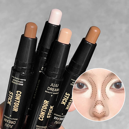 Dual Ended Contour Stick Highlighter & Bronzer for 3D Facial Sculpting Nose Shadow,Cheekbone Definition & Brightening