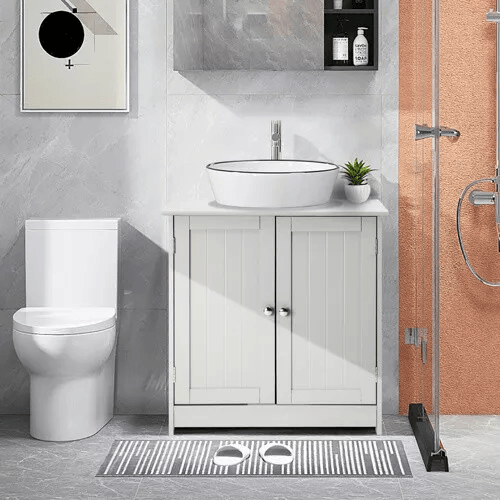 Modern Bathroom Vanity Cabinet with Single Wood Vessel Sink