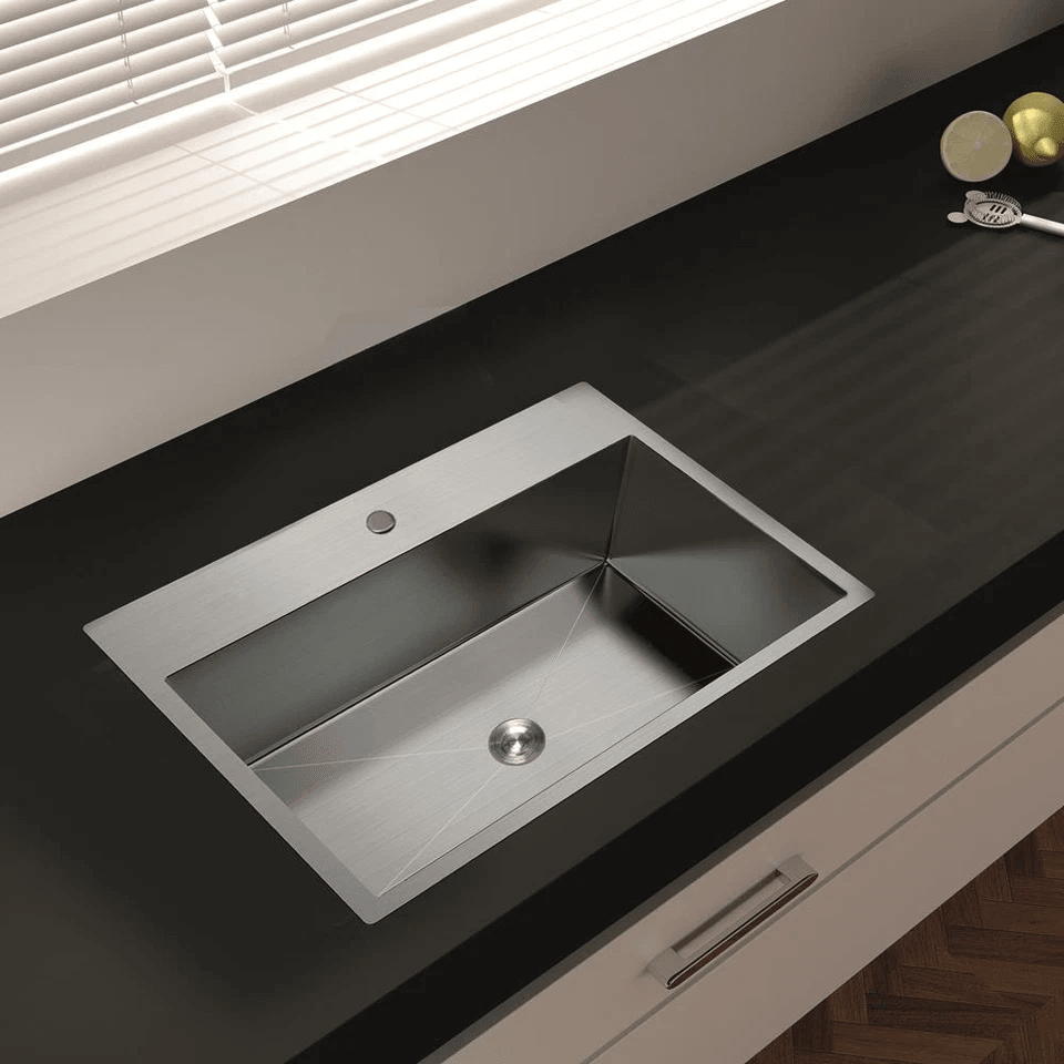 Premium Stainless Steel Single Bowl Top Mount Kitchen Sink With Bottom Grid 1