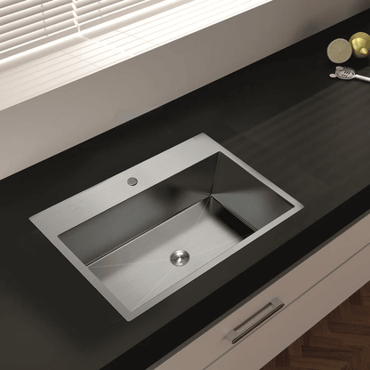 Premium Stainless Steel Single Bowl Top Mount Kitchen Sink With Bottom Grid 1