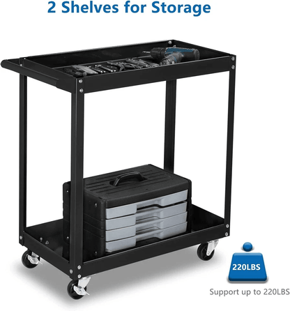 Heavy Duty 2 Tier Rolling Tool Cart Steel Utility Storage For Garage  Mechanics 2