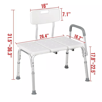 Heavy Duty Medical Transfer Bench Adjustable Height Shower Chair For Bathtub Safety 3
