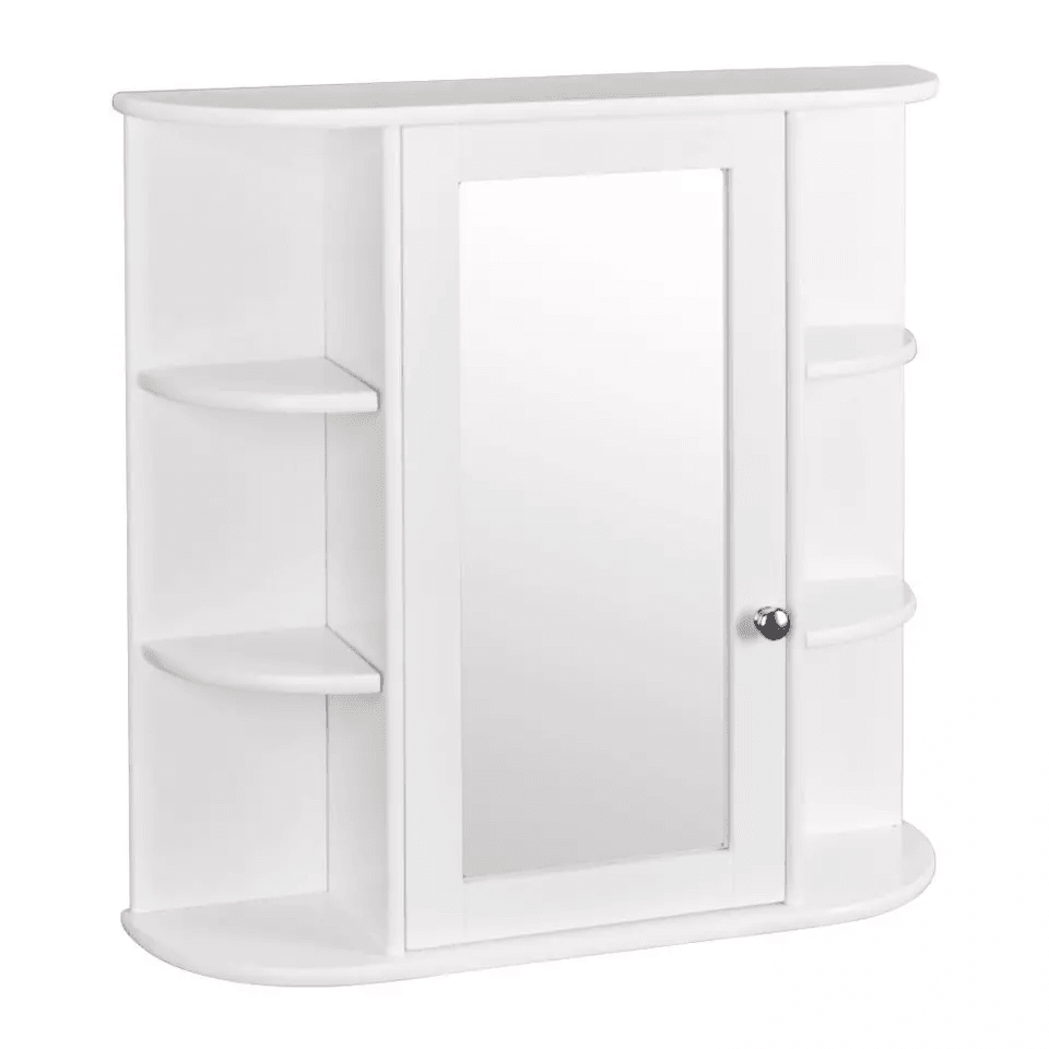 Home Bathroom Wall Mount Cabinet Storage Shelf Over Toilet With Mirror Door White MDF Medicine Cabi 4