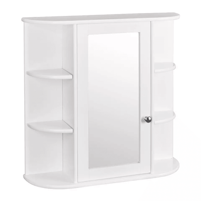 Home Bathroom Wall Mount Cabinet Storage Shelf Over Toilet With Mirror Door White MDF Medicine Cabi 4