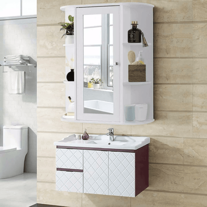 Home Bathroom Wall Mount Cabinet Storage Shelf Over Toilet with Mirror Door White MDF Medicine Cabinet for Small Space