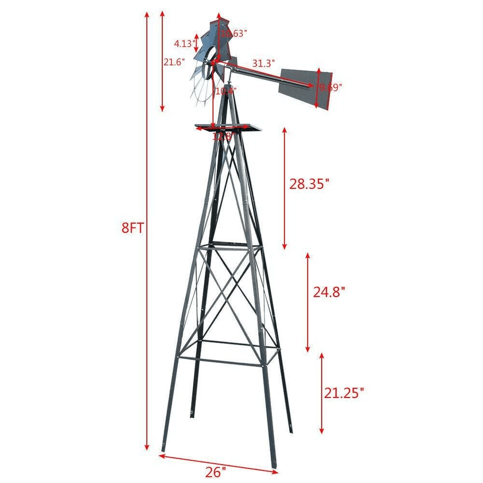 Metal Garden Windmill Ornamental Weather Vane Weather Resistant Outdoor Decor 5