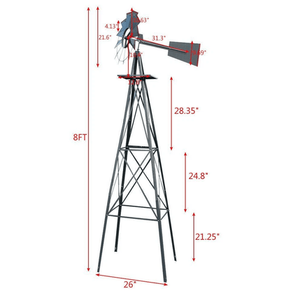 Metal Garden Windmill Ornamental Weather Vane Weather Resistant Outdoor Decor 5