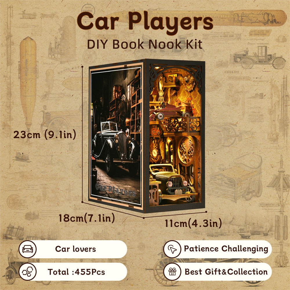 Classic Car F1 Book Nook Kit DIY Wooden Puzzle Bookshelf Insert for Home Decoration  Gifts