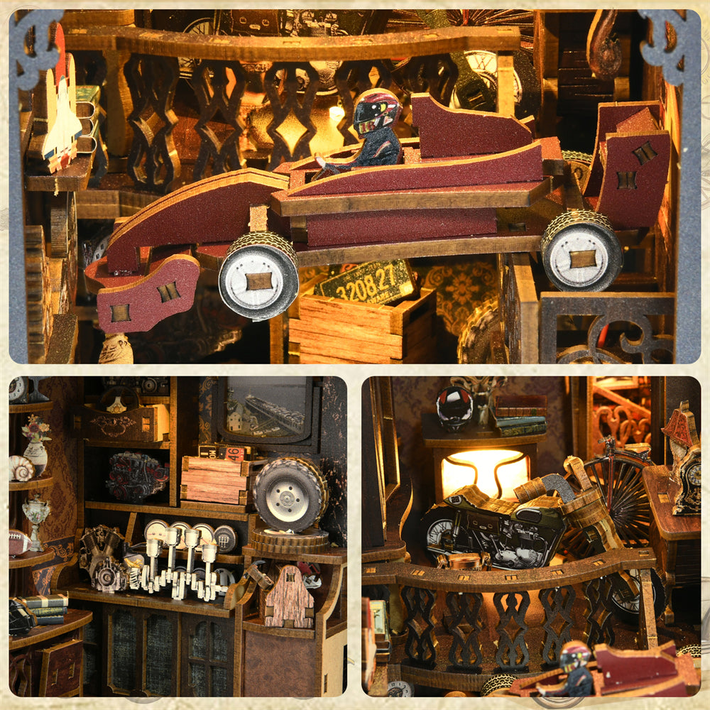 Classic Car F1 Book Nook Kit DIY Wooden Puzzle Bookshelf Insert for Home Decoration  Gifts
