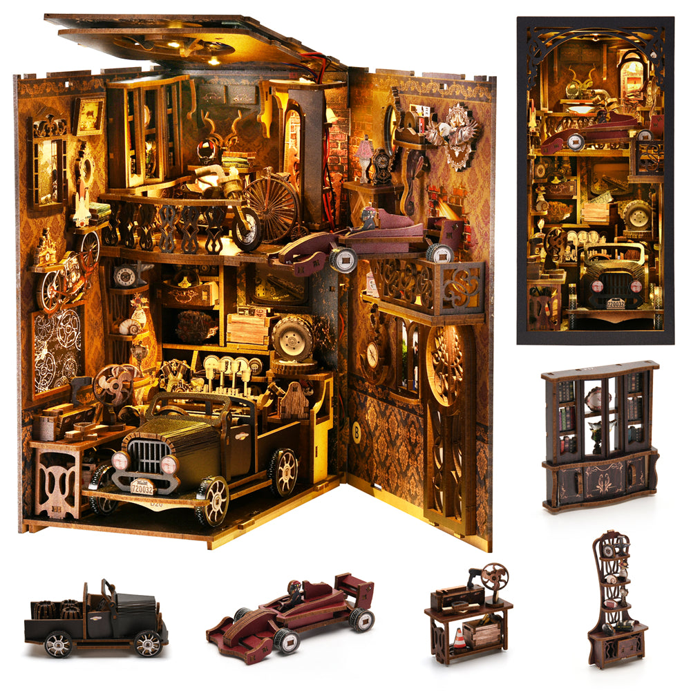 Classic Car F1 Book Nook Kit DIY Wooden Puzzle Bookshelf Insert for Home Decoration  Gifts