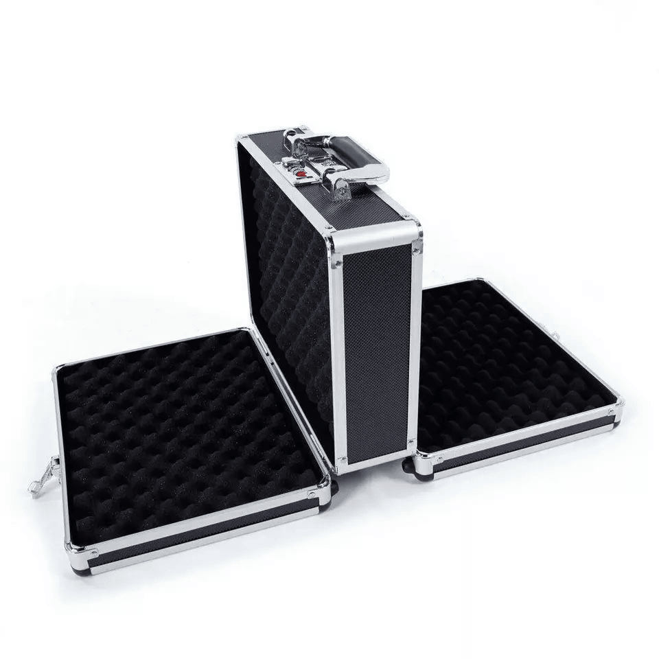 Double Sided Aluminum Pistol Gun Case  Secure Handgun Carry Storage Box With Foam Inserts  Combinat 9