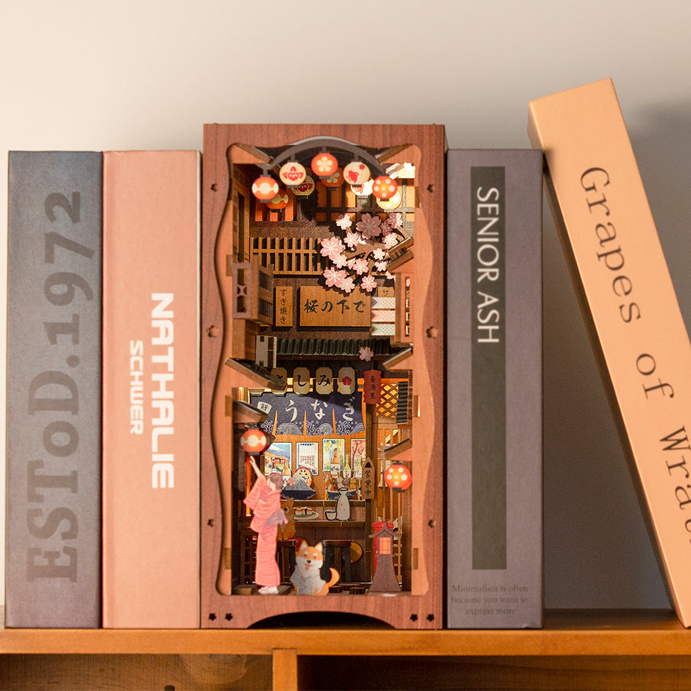 Sakura Model DIY Book Nook Wooden Bookshelf Insert Miniature House Kit  Ideal Birthday Gift