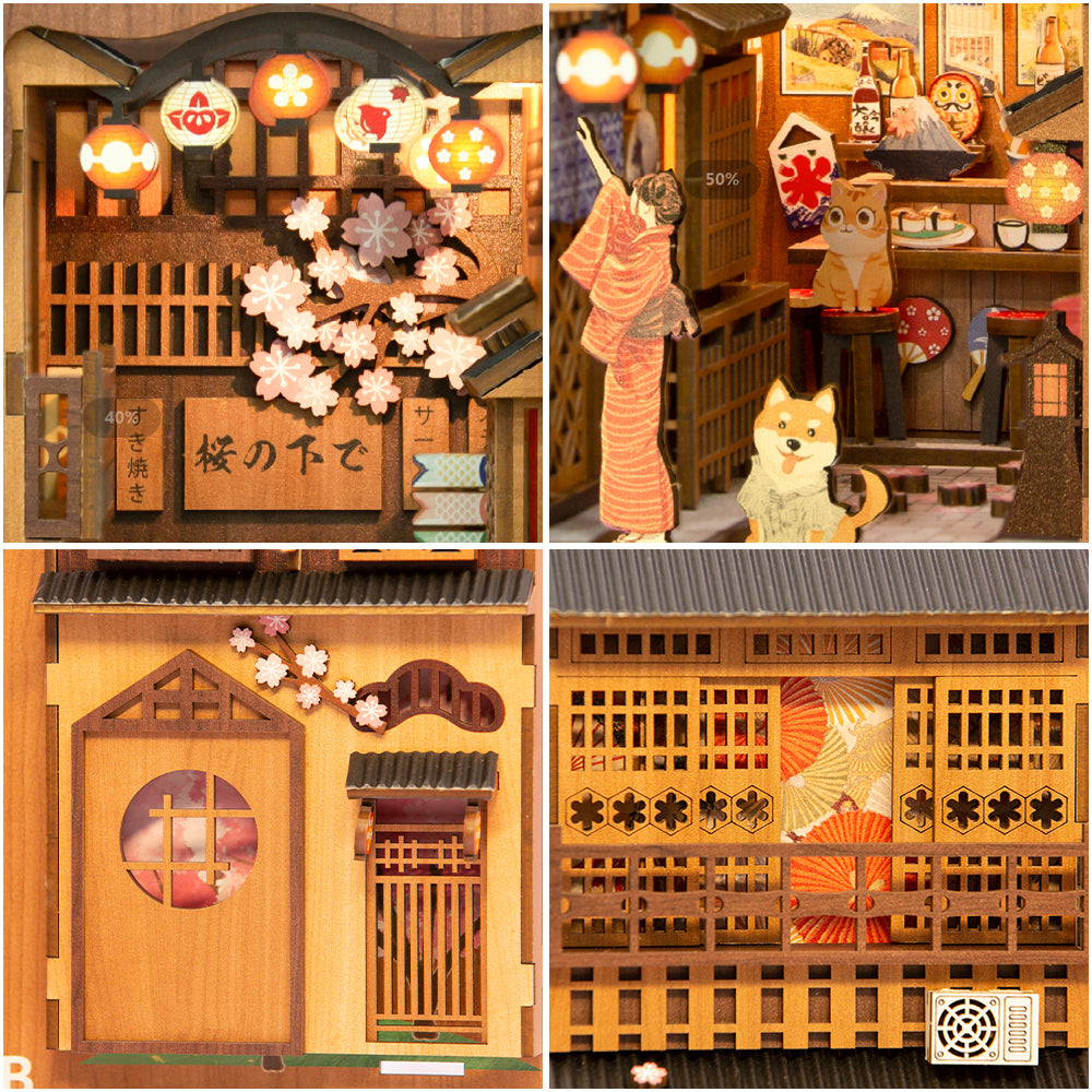 Sakura Model DIY Book Nook Wooden Bookshelf Insert Miniature House Kit  Ideal Birthday Gift