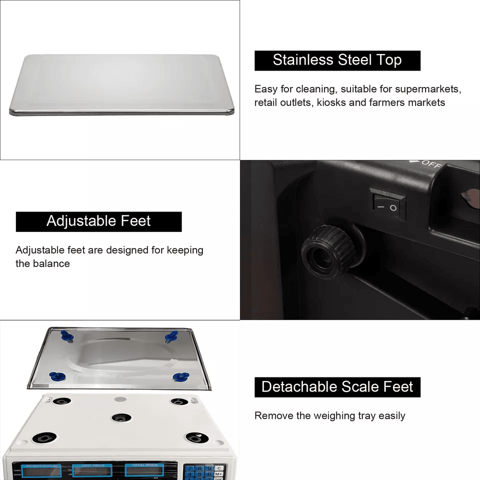 88LB 40KG Digital Price Computing Scale  Commercial Food Meat Produce Deli Weighing Dual LCD Displa 8