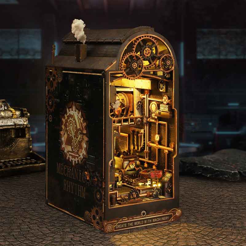 Dollhouse Book Nook Kit, DIY Wooden Puzzle Bookshelf Insert Model – Perfect Xmas Gift for Kids