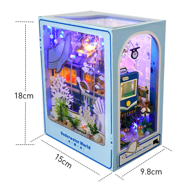 Dollhouse Book Nook Kit, DIY Wooden Puzzle Bookshelf Insert Model – Perfect Xmas Gift for Kids