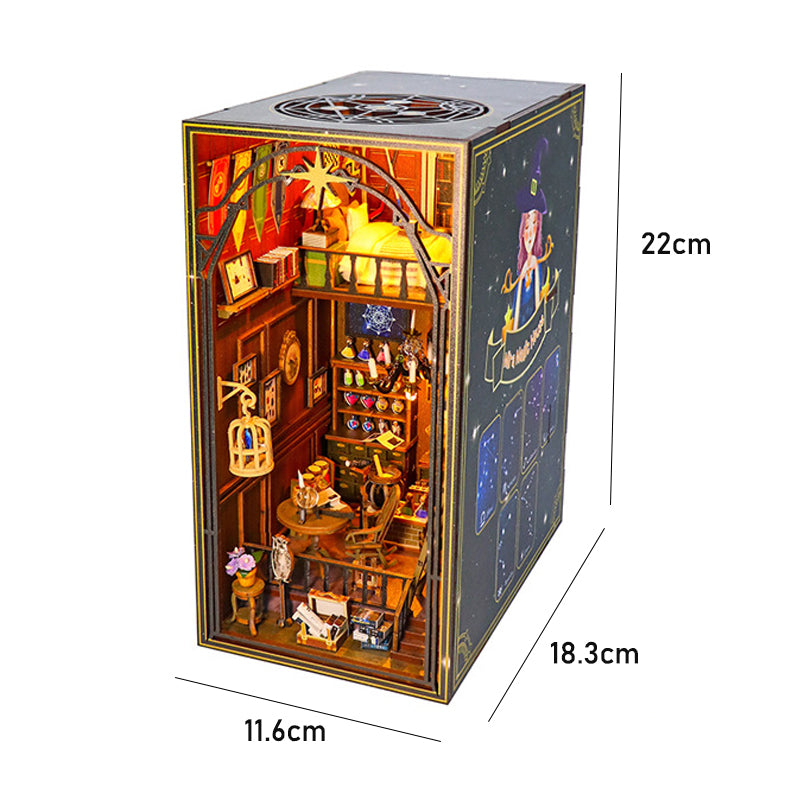 Dollhouse Book Nook Kit, DIY Wooden Puzzle Bookshelf Insert Model – Perfect Xmas Gift for Kids
