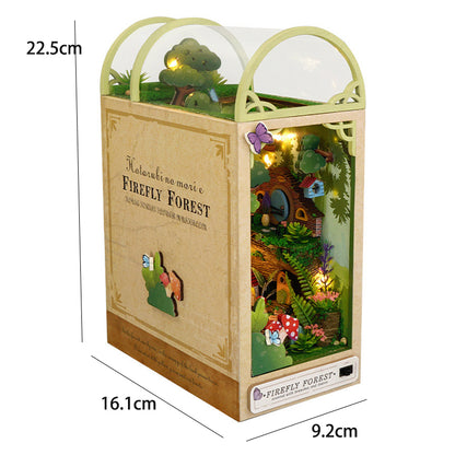 Dollhouse Book Nook Kit, DIY Wooden Puzzle Bookshelf Insert Model – Perfect Xmas Gift for Kids