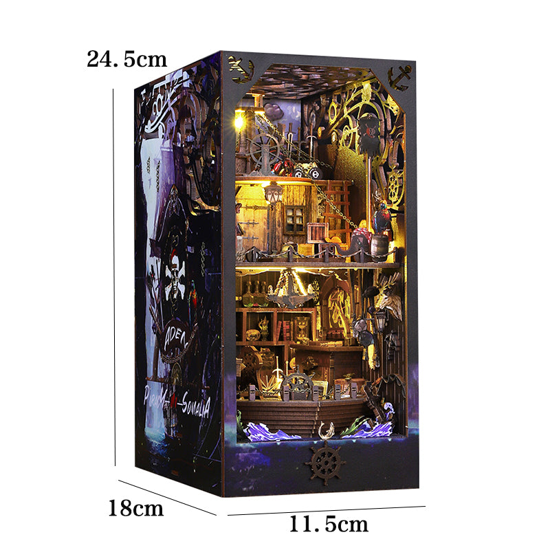 Dollhouse Book Nook Kit, DIY Wooden Puzzle Bookshelf Insert Model – Perfect Xmas Gift for Kids