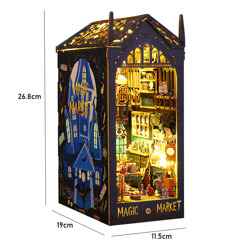 Dollhouse Book Nook Kit, DIY Wooden Puzzle Bookshelf Insert Model – Perfect Xmas Gift for Kids
