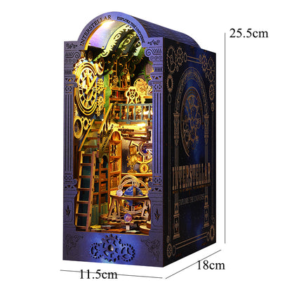 Dollhouse Book Nook Kit, DIY Wooden Puzzle Bookshelf Insert Model – Perfect Xmas Gift for Kids