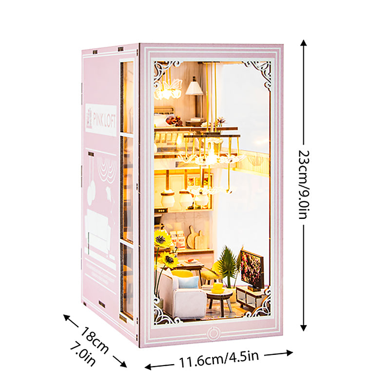 Dollhouse Book Nook Kit, DIY Wooden Puzzle Bookshelf Insert Model – Perfect Xmas Gift for Kids