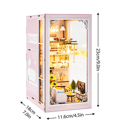 Dollhouse Book Nook Kit, DIY Wooden Puzzle Bookshelf Insert Model – Perfect Xmas Gift for Kids