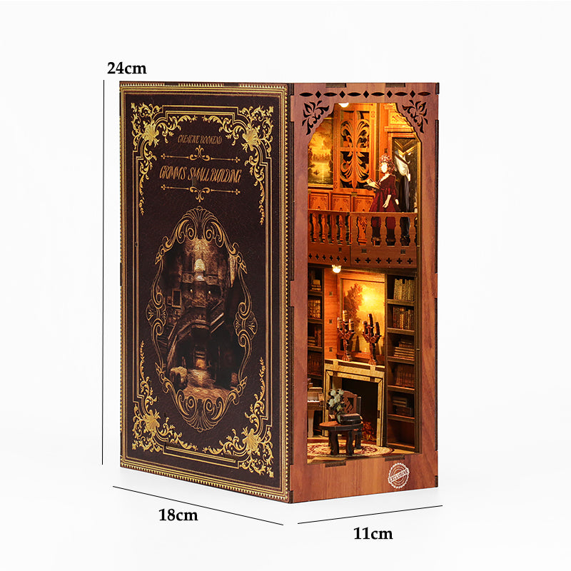 Dollhouse Book Nook Kit, DIY Wooden Puzzle Bookshelf Insert Model – Perfect Xmas Gift for Kids