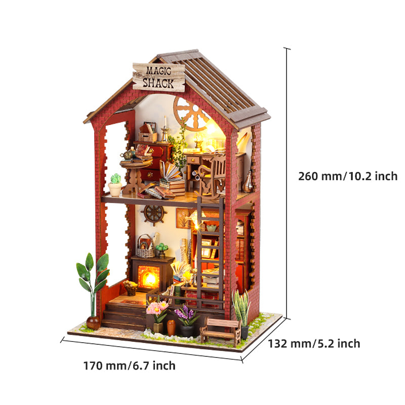 Dollhouse Book Nook Kit, DIY Wooden Puzzle Bookshelf Insert Model – Perfect Xmas Gift for Kids
