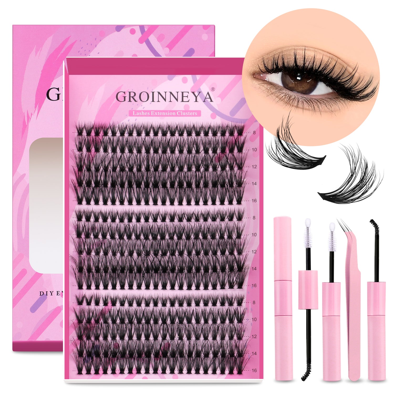 GROINNEYA DIY Lash Extension Kit Cluster Lashes With Bond  Seal For SalonQuality At Home 3