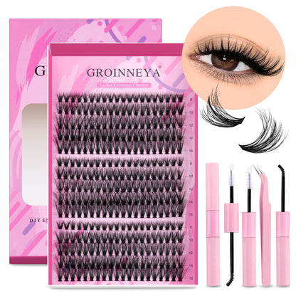 GROINNEYA DIY Lash Extension Kit Cluster Lashes With Bond  Seal For SalonQuality At Home 3