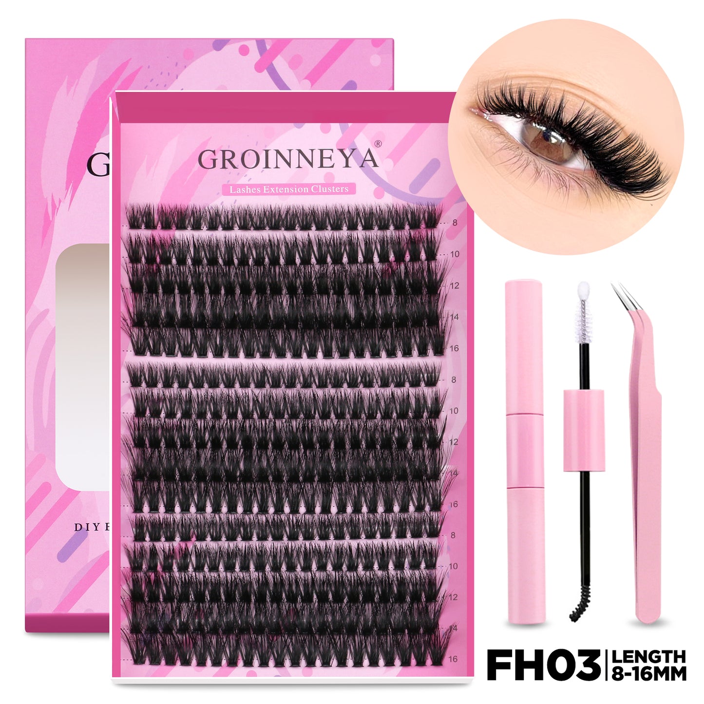 GROINNEYA DIY Lash Extension Kit Cluster Lashes With Bond  Seal For SalonQuality At Home 8