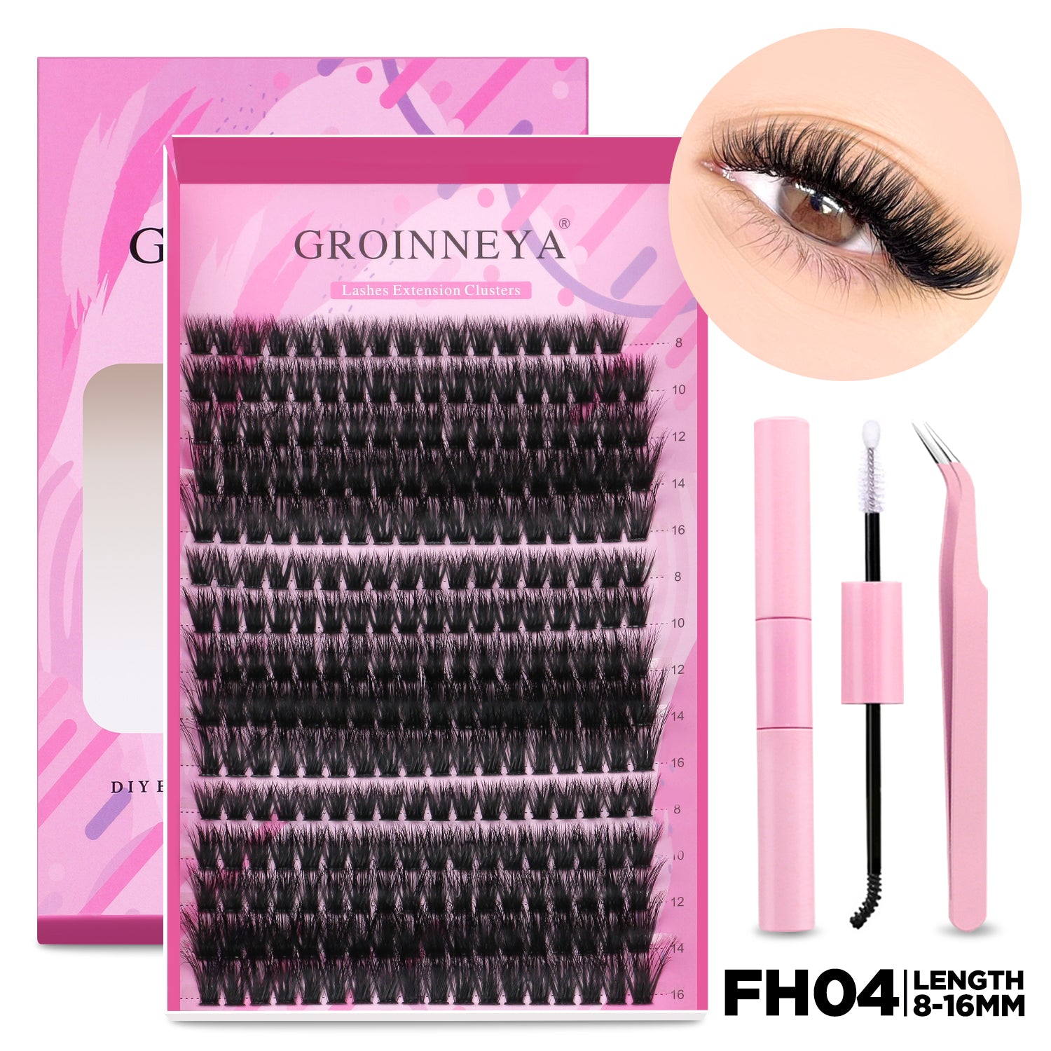 GROINNEYA DIY Lash Extension Kit Cluster Lashes With Bond  Seal For SalonQuality At Home 9