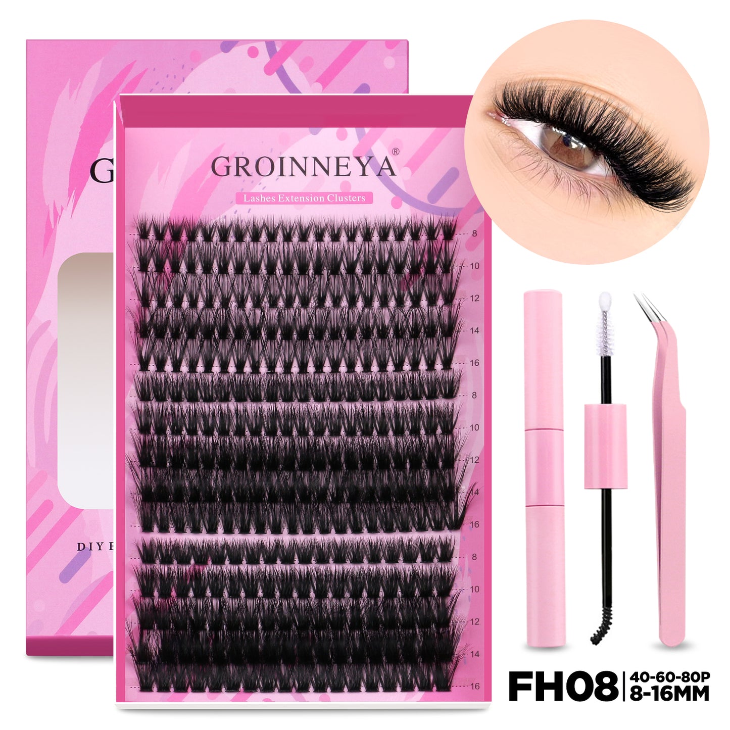 GROINNEYA DIY Lash Extension Kit Cluster Lashes With Bond  Seal For SalonQuality At Home 13