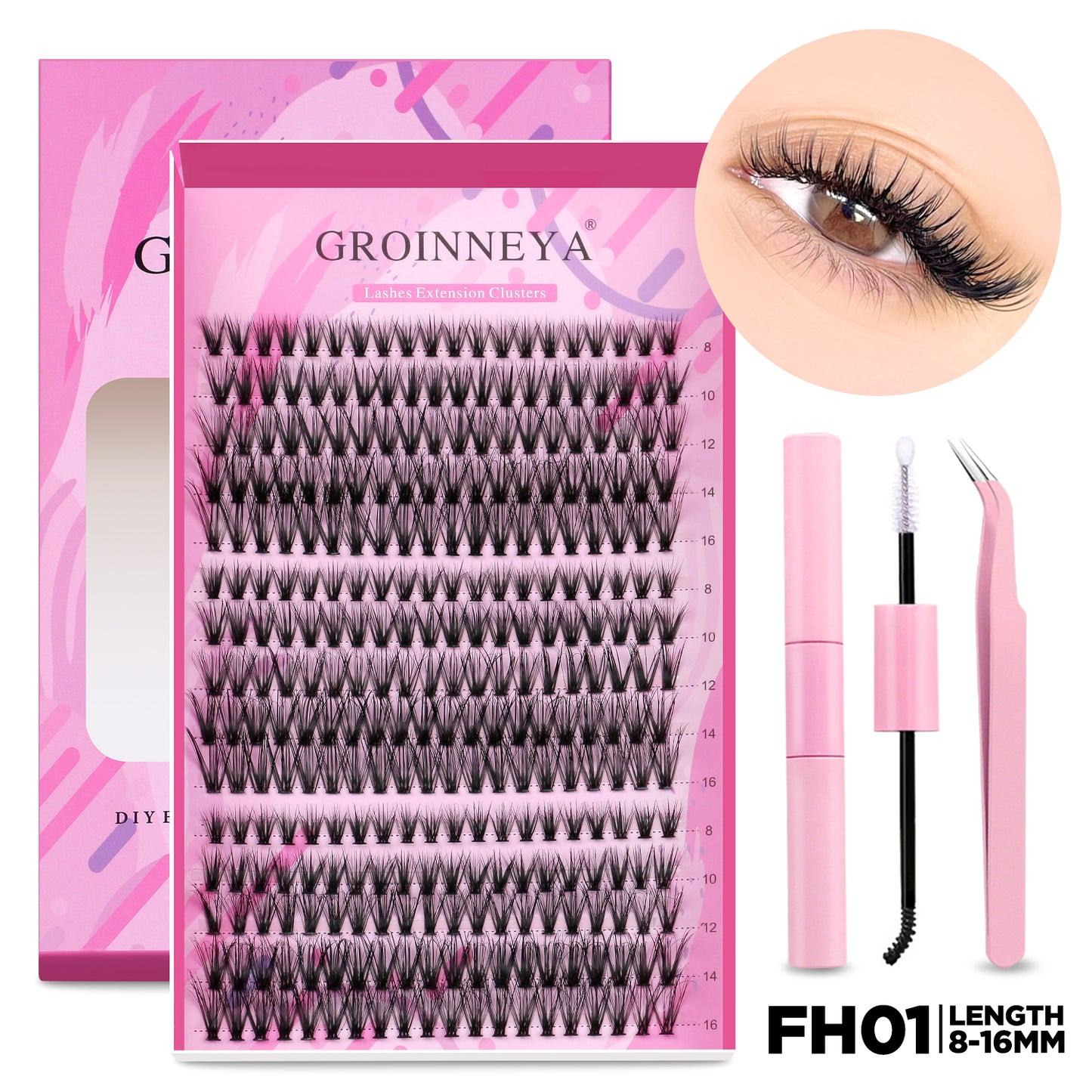GROINNEYA DIY Lash Extension Kit Cluster Lashes With Bond  Seal For SalonQuality At Home 2